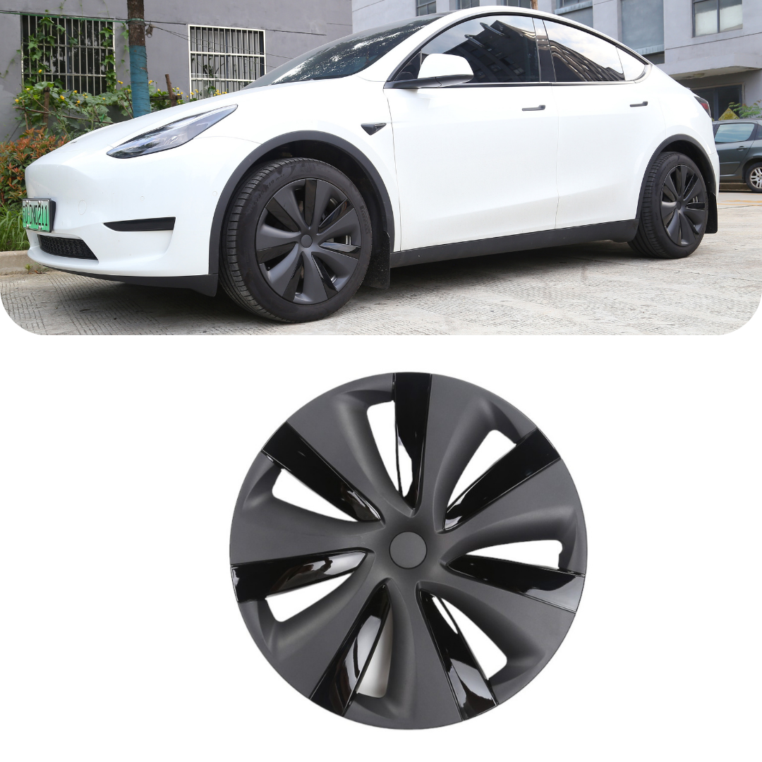 Tesla Model Y NOVA Jant Kapağı Seti 19 İnç, Mat ve Piyano Parlak Siyah İki Renkli (4 Adet Set Olarak Satılmaktadır.)