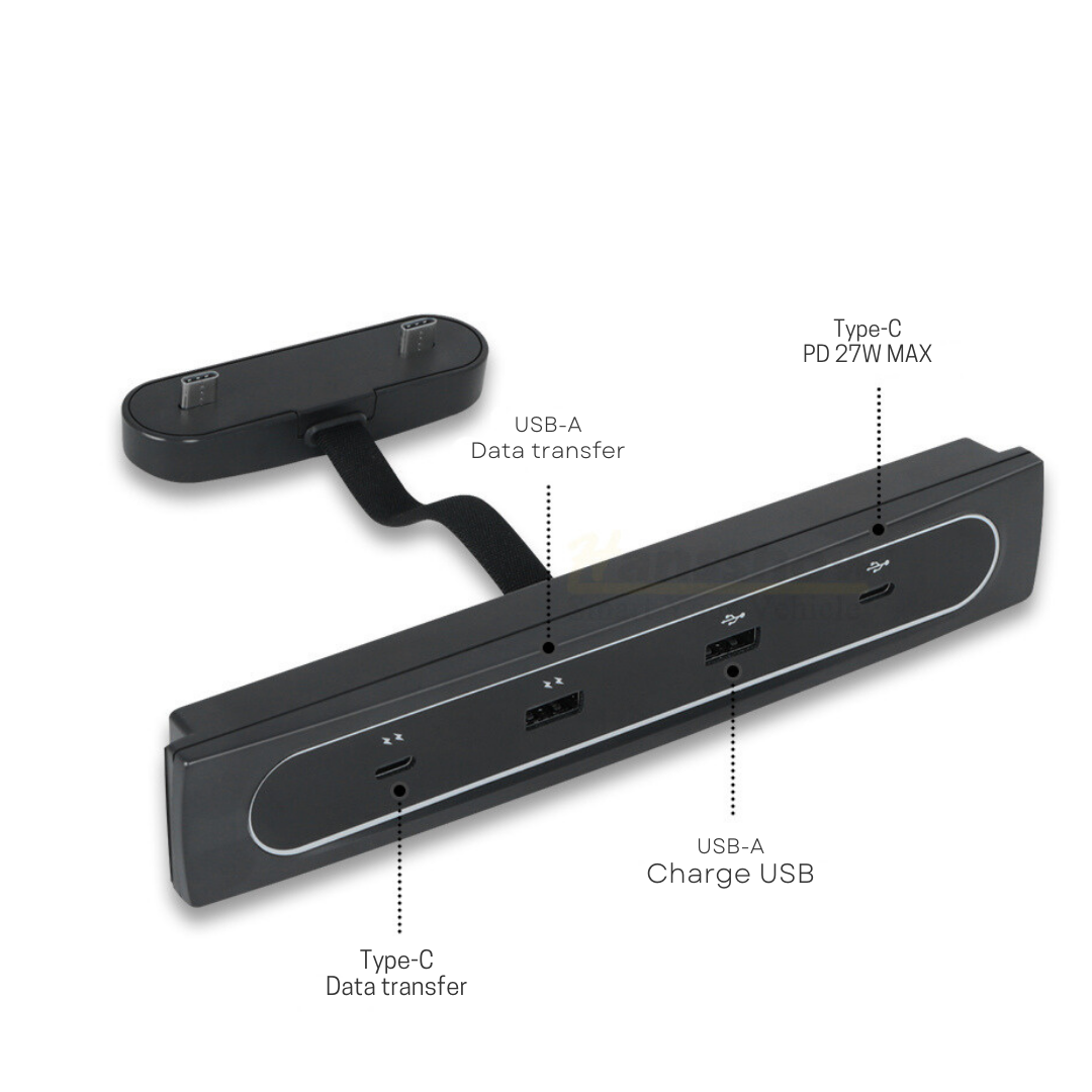 Tesla Model Y / Model 3 Hızlı Şarj ve Data Aktarım Portu, Type C & USB-A Şarj ve Data Aktarımı, Siyah Renk  Seçeneği İle